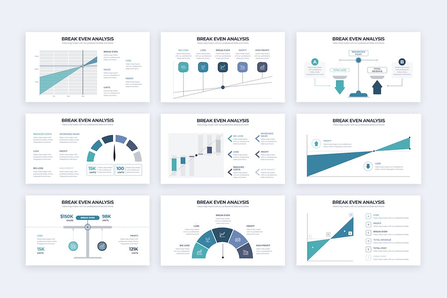 商业盈亏平衡分析信息图形PPT模板 - 顶尖PPT