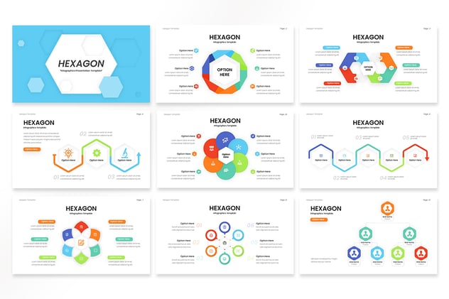 六边形信息图形图表PPT模板 - 顶尖PPT
