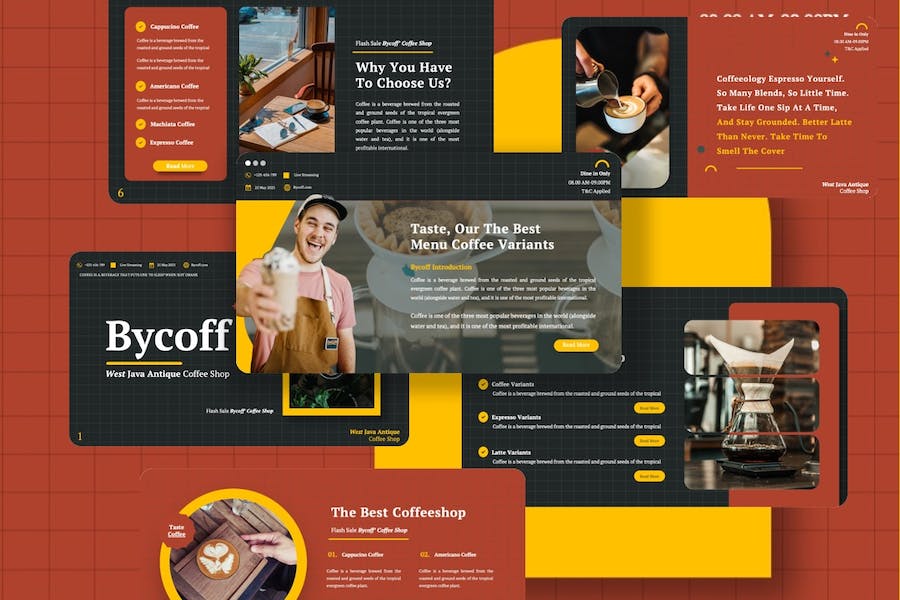 咖啡店讲述展示方案推介Keynote模板 - 顶尖PPT