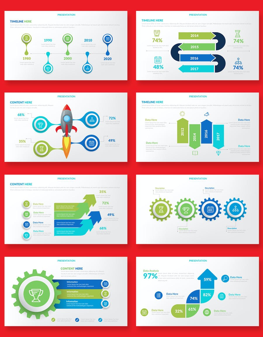 大气企业商务数据分析信息图表PPT模板 - 顶尖PPT