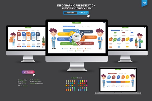 彩色商务可视化关系流程图形keynote模板 - 顶尖PPT