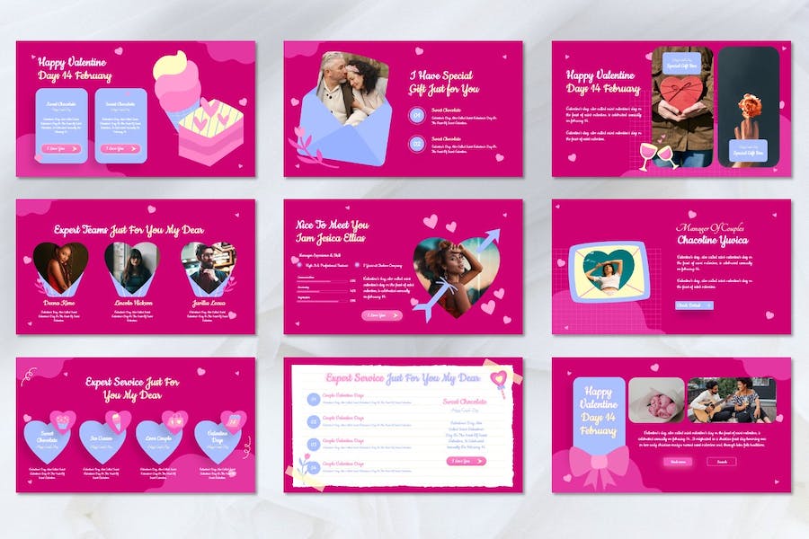 情侣2月14日情人节主题Keynote模板 - 顶尖PPT