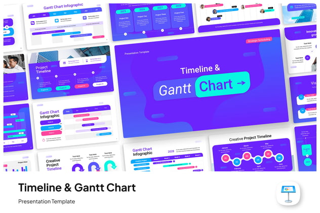 时间轴甘特图项目管理Keynote模板 - 顶尖PPT