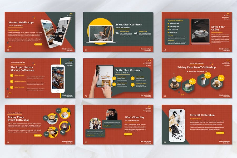 咖啡店讲述展示方案推介Keynote模板 - 顶尖PPT