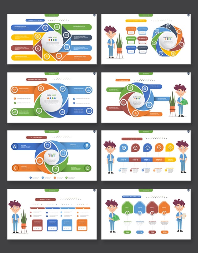 彩色商务可视化关系流程图形keynote模板 - 顶尖PPT