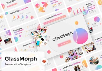 彩色透明玻璃质感商务汇报PPT模板 - 顶尖PPT