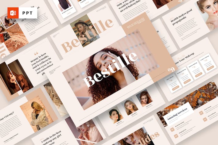 百宝箱化妆师美容PPT模板 - 顶尖PPT