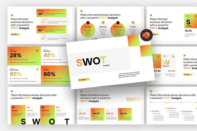 SWOT信息图表ppt模板 - 顶尖PPT