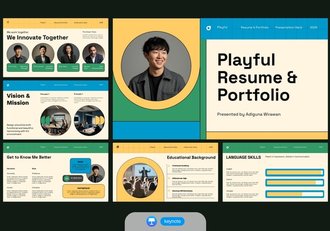 绿黄色个人求职简历keynote模板 - 顶尖PPT