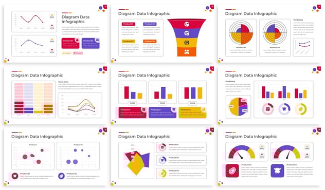 彩色数据分析统计图形图表Keynote模板 - 顶尖PPT