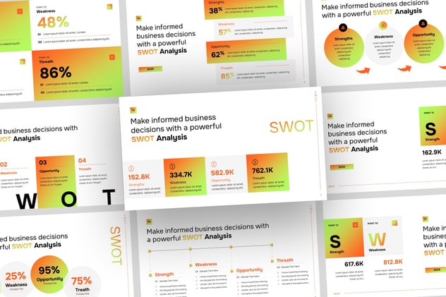 SWOT信息图表ppt模板 - 顶尖PPT
