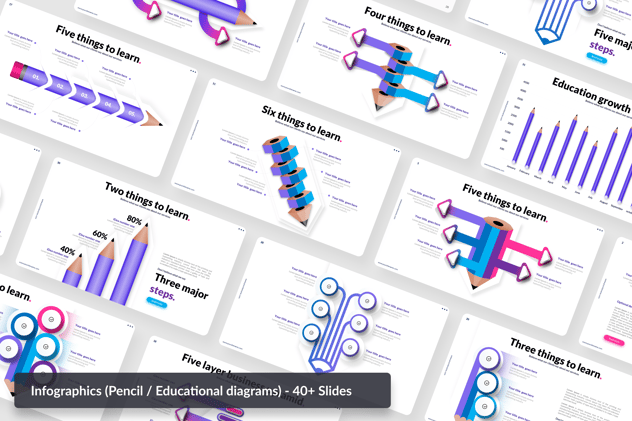 创意铅笔信息图形PPT模板 - 顶尖PPT