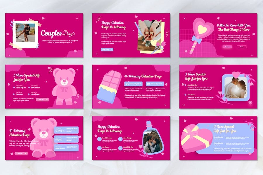 情侣2月14日情人节主题Keynote模板 - 顶尖PPT