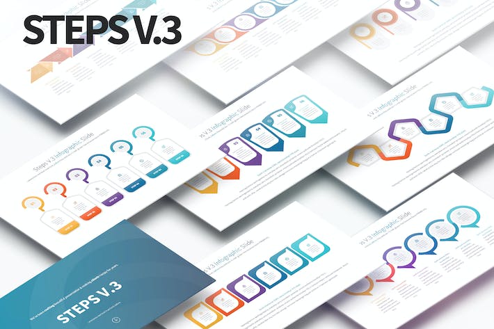 彩色步骤流程图形PPT国外模板 - 顶尖PPT