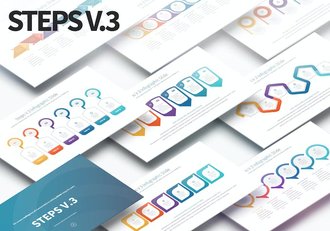 彩色步骤流程图形PPT国外模板 - 顶尖PPT