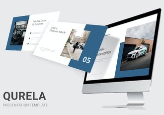 扁平化极简风格新能源电动汽车公司团队介绍PPT模板 - 顶尖PPT