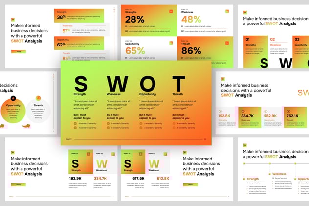SWOT信息图表ppt模板 - 顶尖PPT