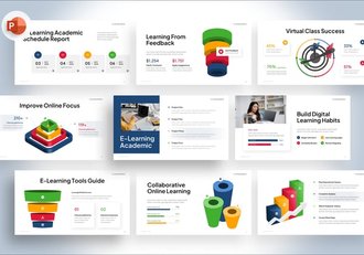 电子学习学术信息图形PPT模板 - 顶尖PPT