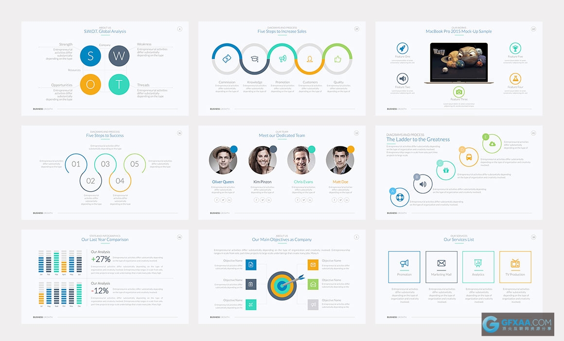扁平化精美PPT模板 - 顶尖PPT