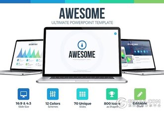 12种配色70多页欧美商务PPT模板 - 顶尖PPT