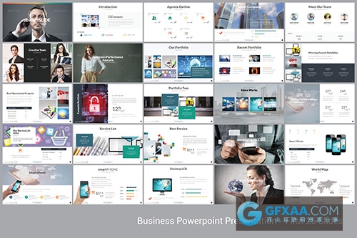 100页商务多色系图形图标PPT模板 - 顶尖PPT