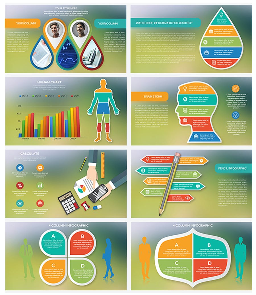 彩色商务团队介绍各种信息展示图形keynote模板 - 顶尖PPT