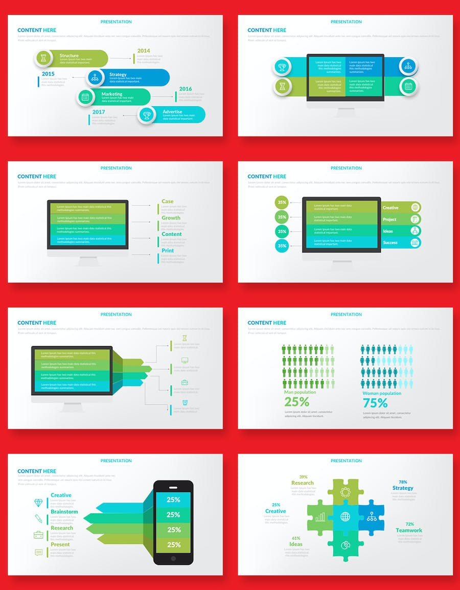 大气企业商务数据分析信息图表PPT模板 - 顶尖PPT