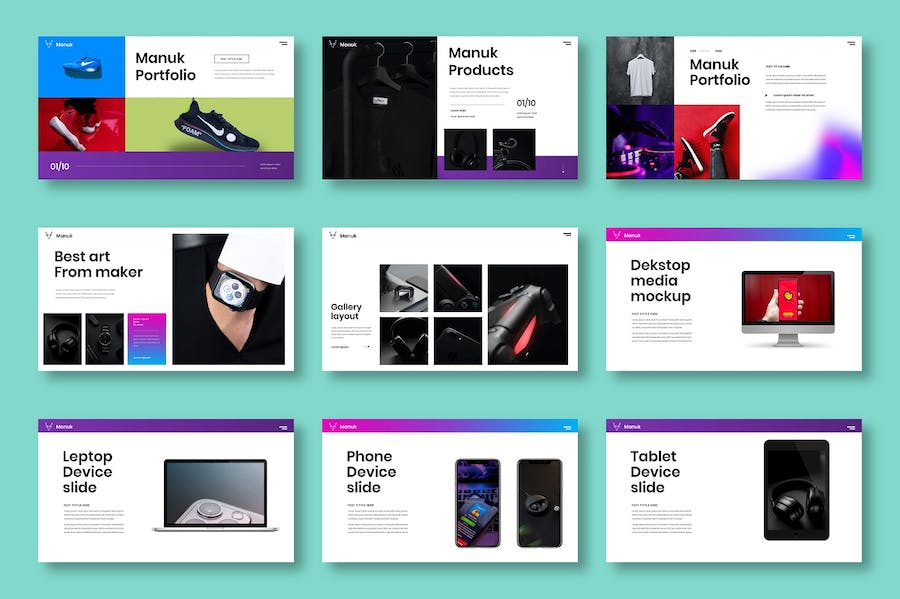 紫色图片展示商业计划Keynote模板 - 顶尖PPT