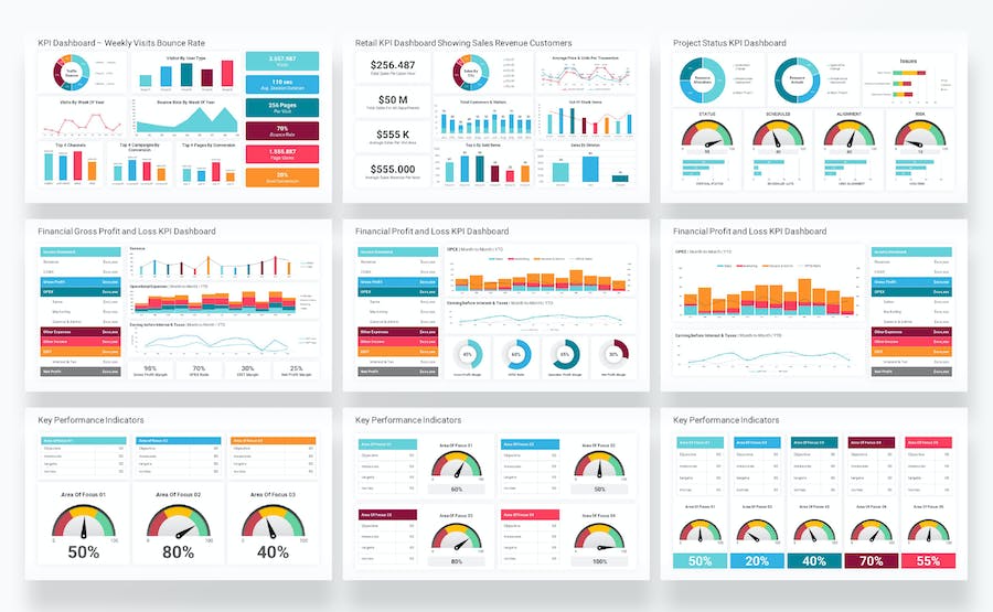 KPI数据分析图表展示Keynote模板 - 顶尖PPT
