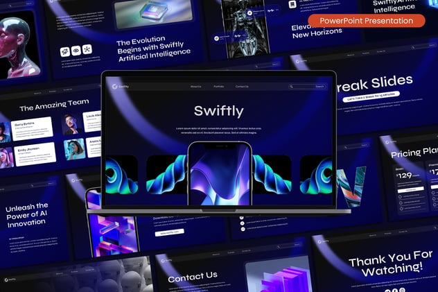 科技风格AI人工智能演示PPT模板 - 顶尖PPT