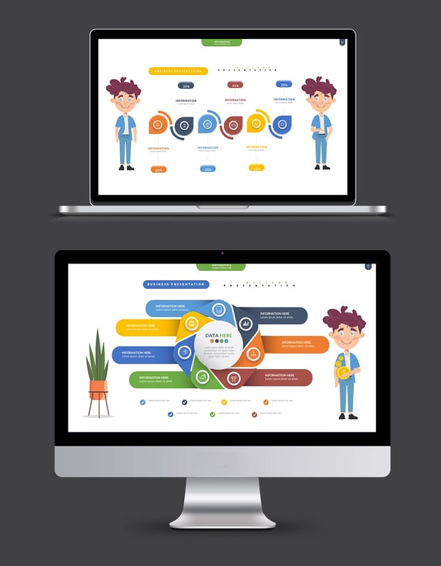 彩色商务可视化关系流程图形keynote模板 - 顶尖PPT