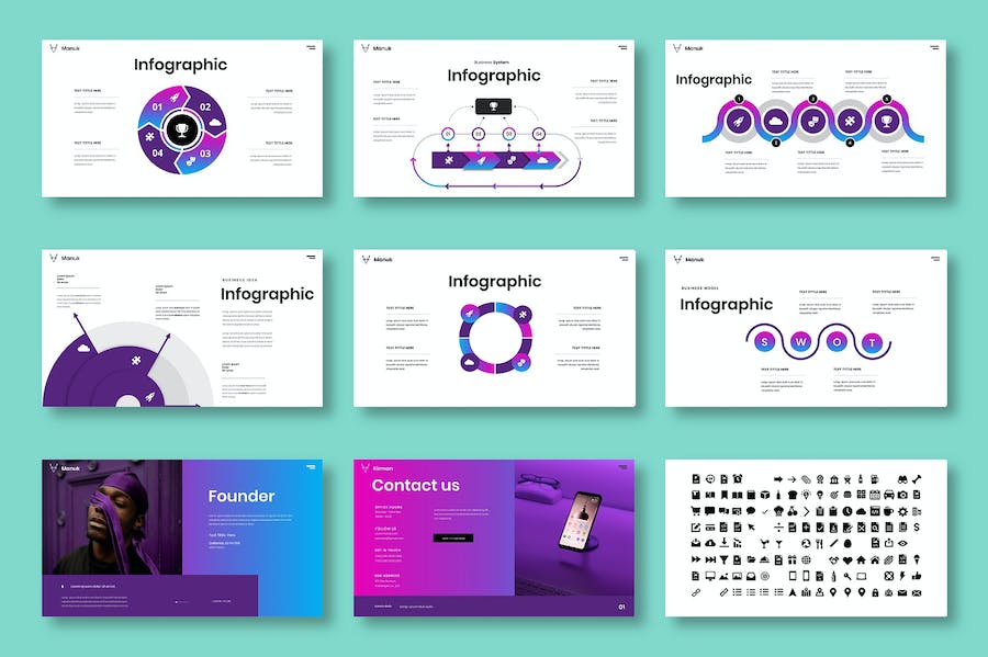 紫色图片展示商业计划Keynote模板 - 顶尖PPT