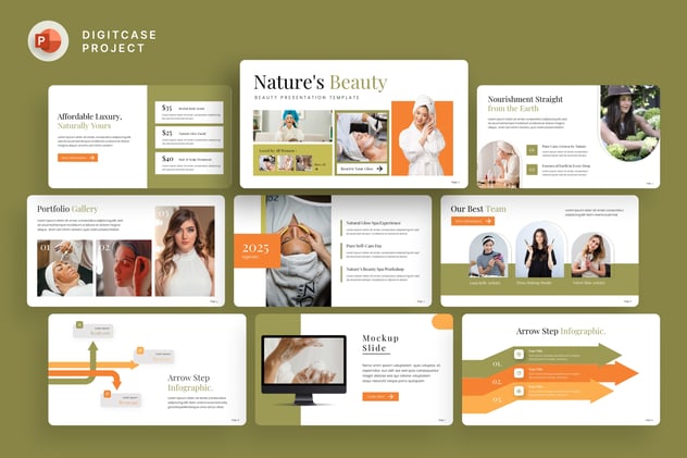 绿色自然生态美容护肤PPT模板 - 顶尖PPT