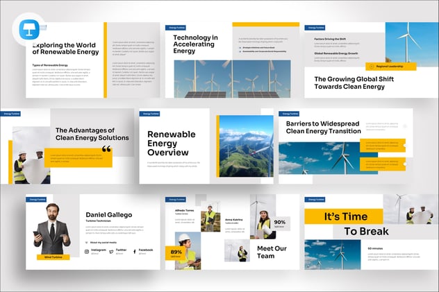 可再生能源风力太阳能发电概览keynote模板 - 顶尖PPT