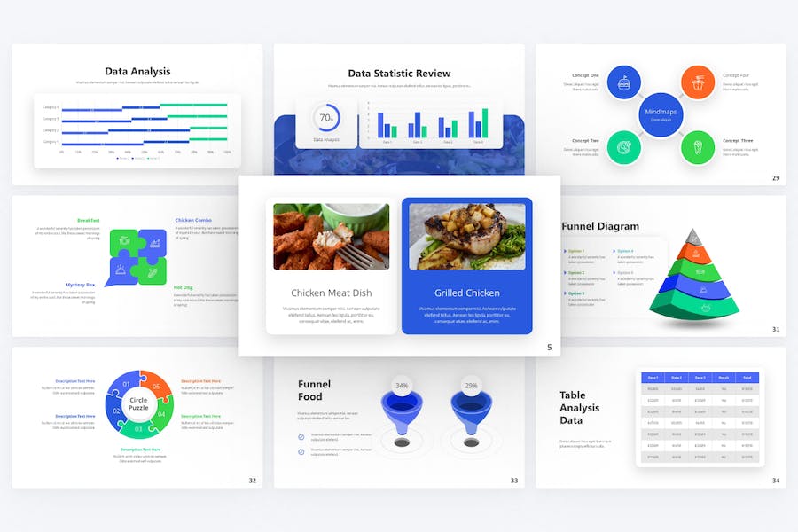 蓝色蔬菜食品安全keynote模板 - 顶尖PPT
