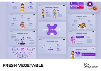 新鲜蔬菜信息图形PowerPoint模板 - 顶尖PPT