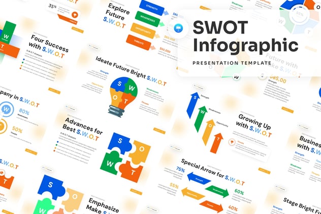 SWOT信息图形keynote模板 - 顶尖PPT