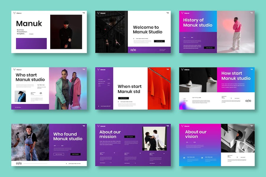 紫色图片展示商业计划Keynote模板 - 顶尖PPT