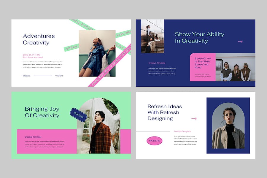 创意设计视觉展示作品集PPT模板 - 顶尖PPT