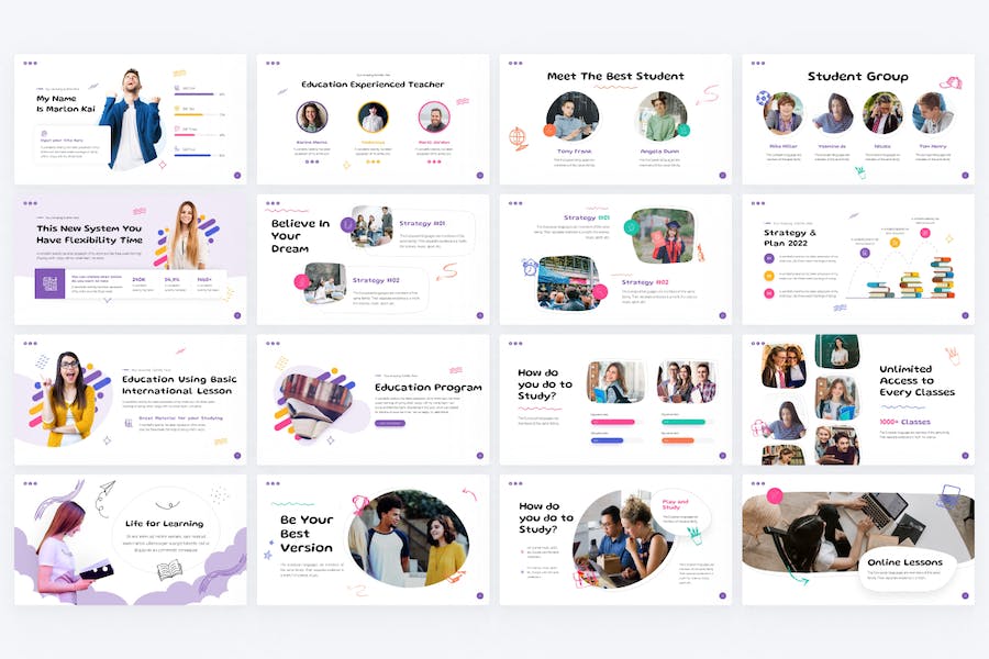 创意彩色涂鸦教育培训PPT模板 - 顶尖PPT