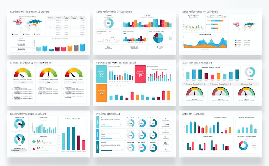 KPI数据分析图表展示Keynote模板 - 顶尖PPT
