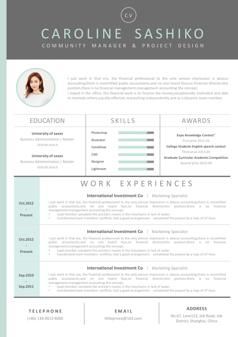 文艺清新英文简历模板 - 顶尖PPT