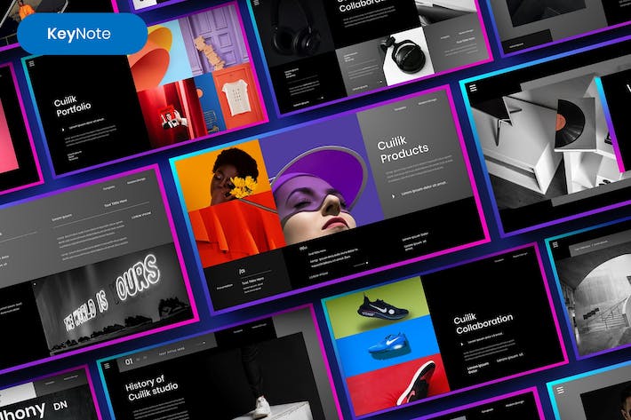 多彩图片拼贴商务Keynote模板 - 顶尖PPT