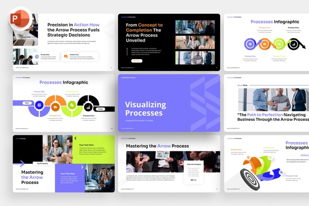 商务风格流程过程图形PPT模板 - 顶尖PPT