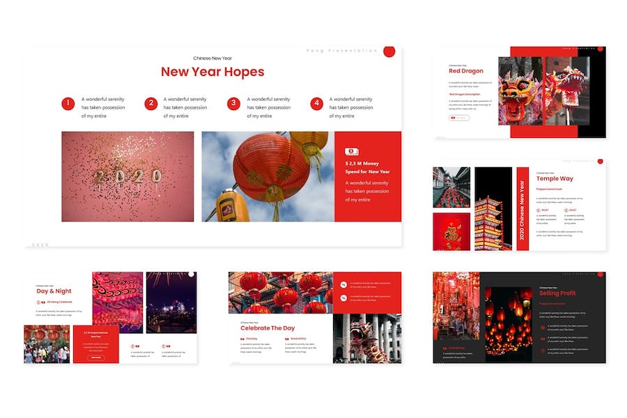 春节新年传统节日庆祝方案Keynote模板 - 顶尖PPT