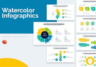 美学水彩艺术风格信息图形展示PPT模板 - 顶尖PPT