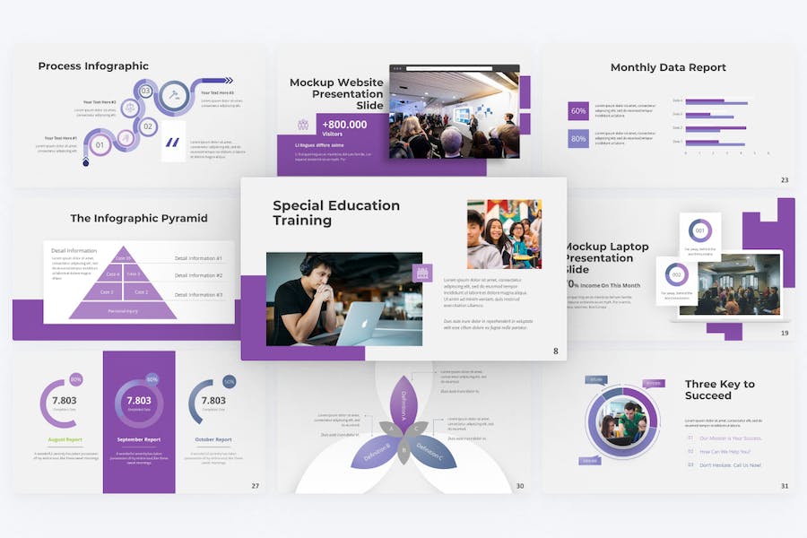 紫色现代教育培训机构keynote模板 - 顶尖PPT