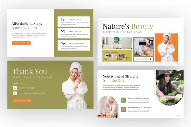 绿色自然生态美容护肤PPT模板 - 顶尖PPT