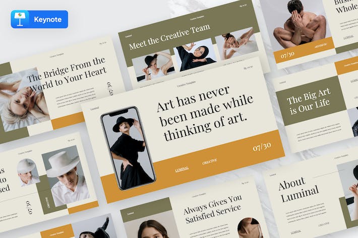 创意极简风格模特写真展示keynote模板 - 顶尖PPT