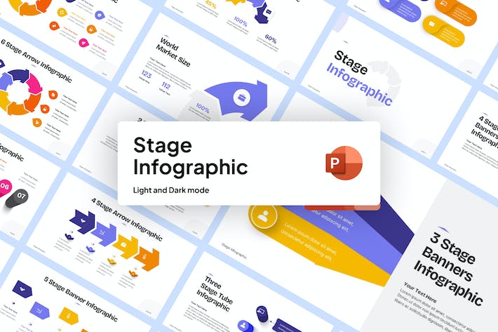 箭头数据分析阶段信息图形图表PPT模板 - 顶尖PPT